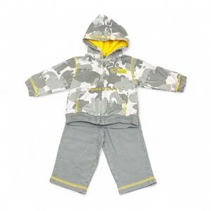 Carter's Gray Camo Hoodie and Pants Set with Yellow Lining 6 Months